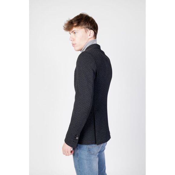 Mulish Textured Blazer Casual Style Men Black - Picture 3 of 7